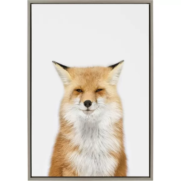 Kate and Laurel Sylvie Studio Fox Animal Print Portrait Framed Canvas Wall Art by Amy Peterson 18x24 GrayGray