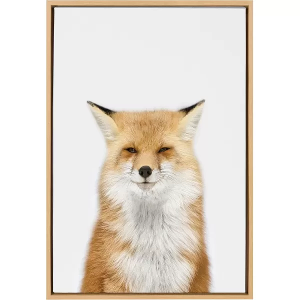 Kate and Laurel Sylvie Studio Fox Animal Print Portrait Framed Canvas Wall Art by Amy Peterson 18x24 GrayNatural