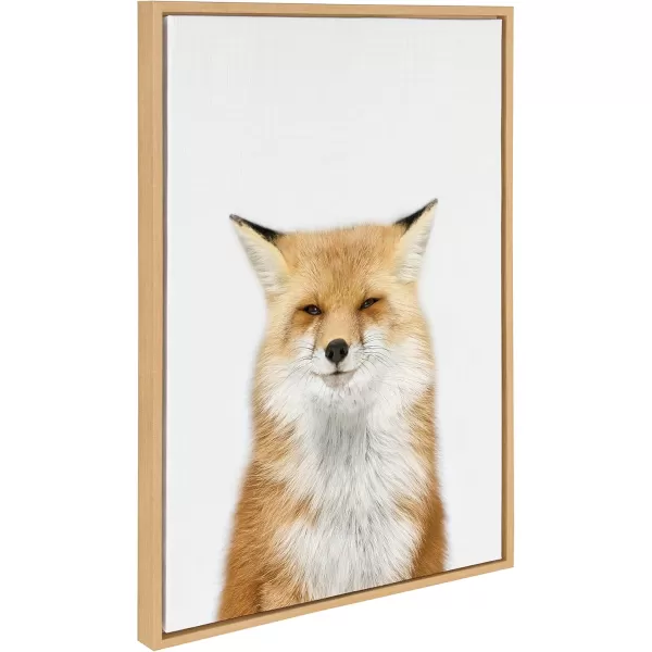 Kate and Laurel Sylvie Studio Fox Animal Print Portrait Framed Canvas Wall Art by Amy Peterson 18x24 GrayNatural