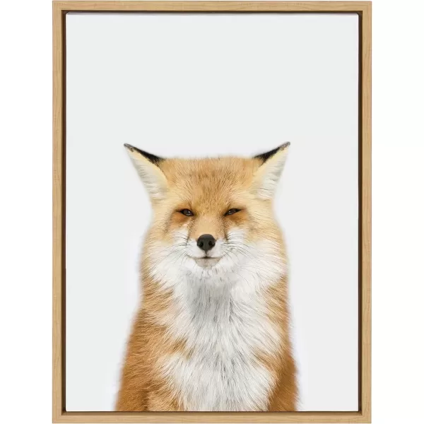 Kate and Laurel Sylvie Studio Fox Animal Print Portrait Framed Canvas Wall Art by Amy Peterson 18x24 GrayNatural