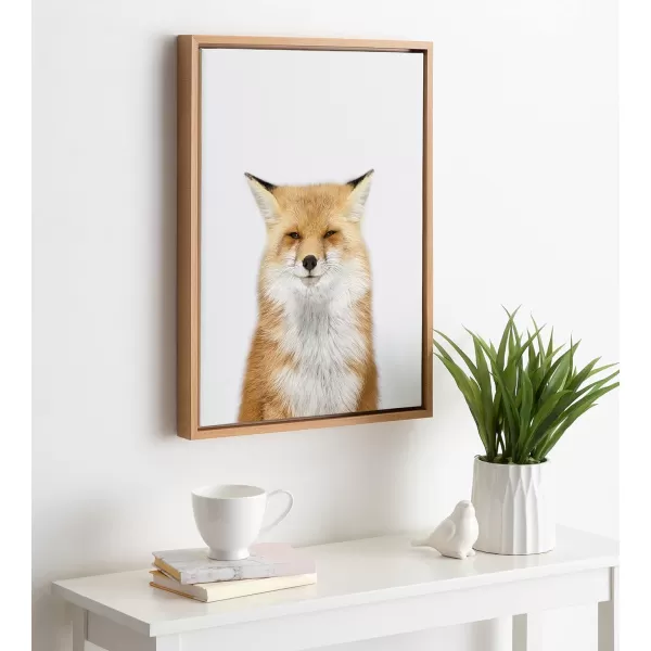 Kate and Laurel Sylvie Studio Fox Animal Print Portrait Framed Canvas Wall Art by Amy Peterson 18x24 GrayNatural