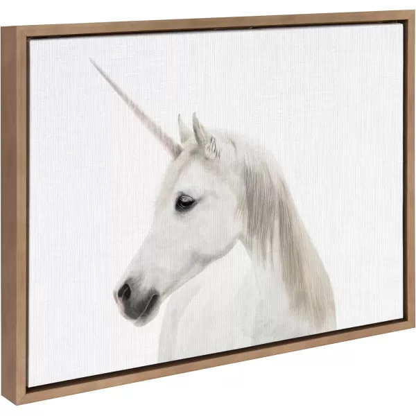 Kate and Laurel Sylvie Unicorn Color Framed Canvas Wall Art by Simon Te of Tai Prints 18x24 White Magical Animal Art for WallGold