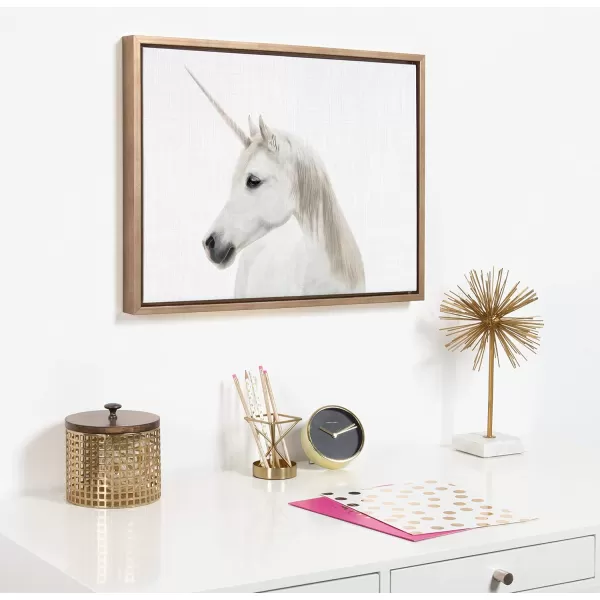 Kate and Laurel Sylvie Unicorn Color Framed Canvas Wall Art by Simon Te of Tai Prints 18x24 White Magical Animal Art for WallGold