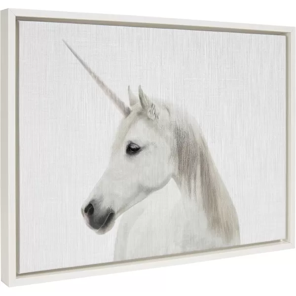 Kate and Laurel Sylvie Unicorn Color Framed Canvas Wall Art by Simon Te of Tai Prints 18x24 White Magical Animal Art for WallWhite