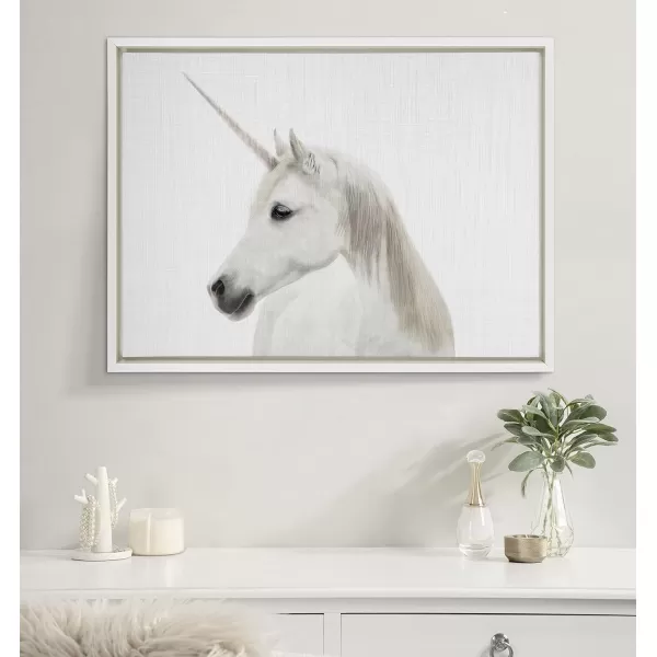 Kate and Laurel Sylvie Unicorn Color Framed Canvas Wall Art by Simon Te of Tai Prints 18x24 White Magical Animal Art for WallWhite
