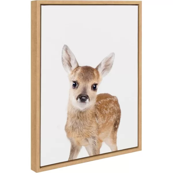 Kate and Laurel Sylvie Animal Studio Deer Framed Canvas Wall Art by Amy Peterson Art Studio 18x24 Natural Whimsical Fun Animal Nursery Art for WallNatural