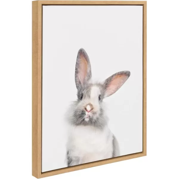 Kate and Laurel Sylvie Baby Bunny Rabbit Animal Print Portrait Framed Canvas Wall Art by Amy Peterson 18x24 GrayNatural