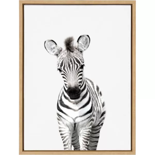 Kate and Laurel Sylvie Baby Zebra Animal Print Portrait Framed Canvas Wall Art by Amy Peterson 18x24 GrayNatural