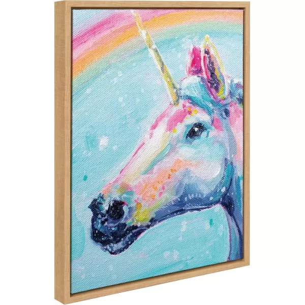 Kate and Laurel Sylvie Do You Believe in Magic Framed Canvas Wall Art by Rachel Christopoulos 18x24 White Modern Bright Colorful Unicorn Art for WallNatural