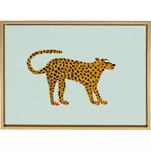 Kate and Laurel Sylvie Glam Cat Framed Canvas Wall Art by Bouffants and Broken Hearts 18x24 Gold Chic Animal Wall DecorGold