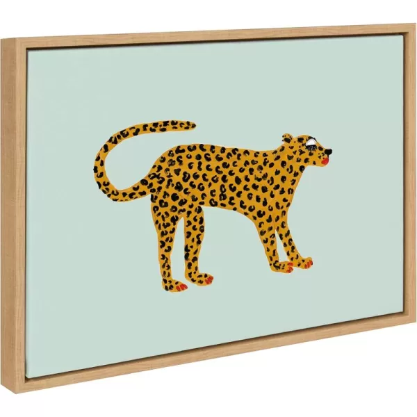 Kate and Laurel Sylvie Glam Cat Framed Canvas Wall Art by Bouffants and Broken Hearts 18x24 Gold Chic Animal Wall DecorNatural