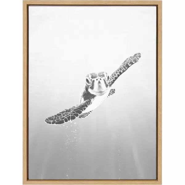 Kate and Laurel Sylvie Sea Turtle Framed Canvas Wall Art by Simon Te of Tai Prints 18x24 Gray Coastal Animal Art for WallNatural