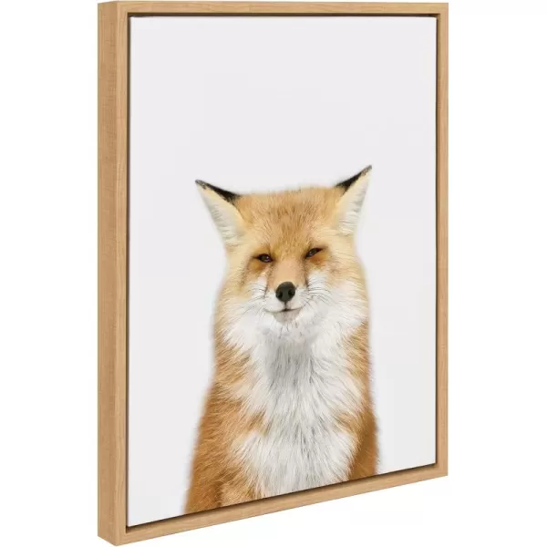 Kate and Laurel Sylvie Studio Fox Animal Print Portrait Framed Canvas Wall Art by Amy Peterson 18x24 GrayNatural