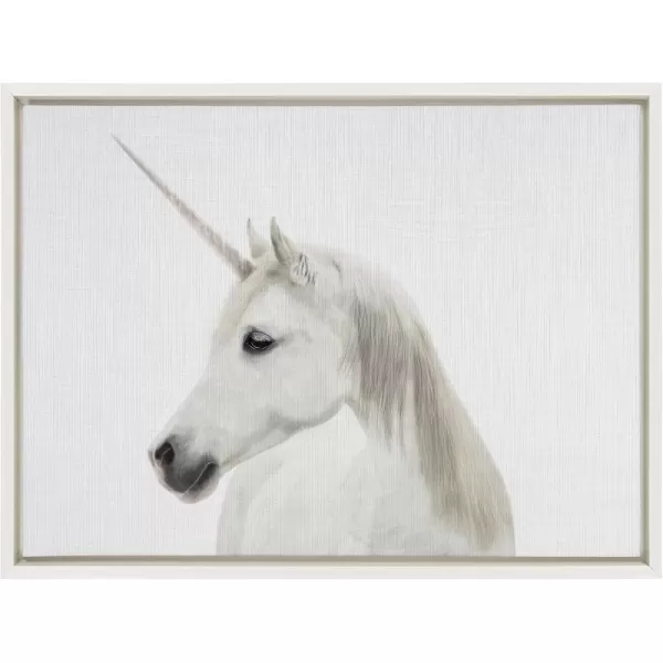 Kate and Laurel Sylvie Unicorn Color Framed Canvas Wall Art by Simon Te of Tai Prints 18x24 White Magical Animal Art for WallWhite