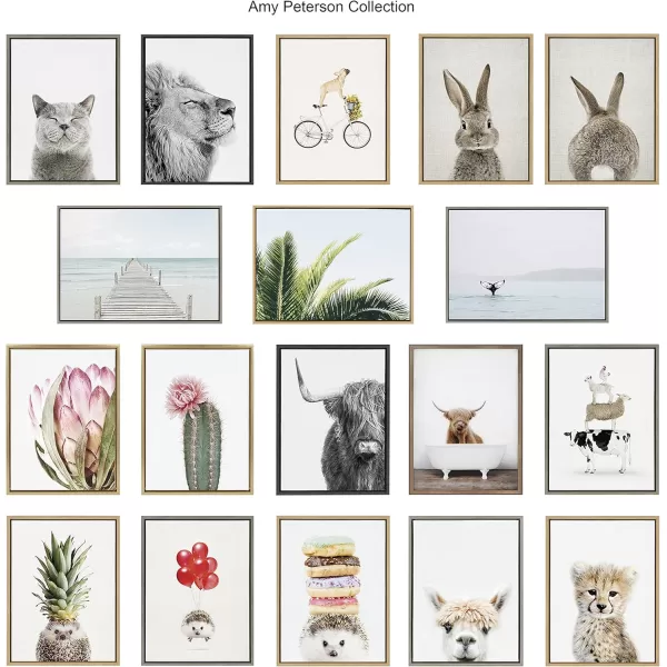 Kate and Laurel Blake Bear Cottage Bathroom Framed Printed Glass Wall Art by Amy Peterson Art Studio 18x24 Natural Decorative Animal Bath Art for Wall