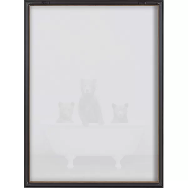 Kate and Laurel Blake Three Little Bears in Vintage Bathtub Framed Printed Glass Wall Art by Amy Peterson 18x24 Gray Adorable Woodland Animal Art for WallGold