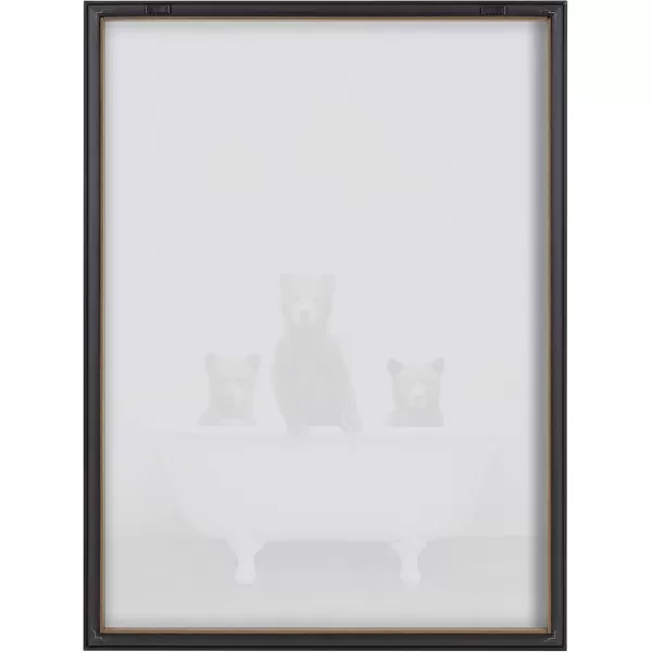 Kate and Laurel Blake Three Little Bears in Vintage Bathtub Framed Printed Glass Wall Art by Amy Peterson 18x24 Gray Adorable Woodland Animal Art for WallGray