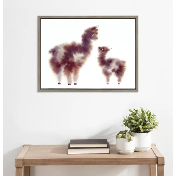 Kate and Laurel Sylvie Alpaca Floofs Framed Canvas Wall Art by Faryn Hughes 18x24 Gray Modern Abstract Animal Art for Wall