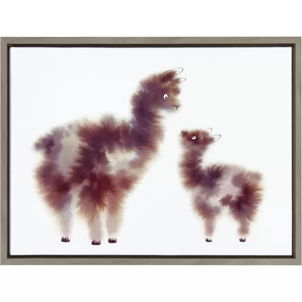 Kate and Laurel Sylvie Alpaca Floofs Framed Canvas Wall Art by Faryn Hughes 18x24 Gray Modern Abstract Animal Art for Wall