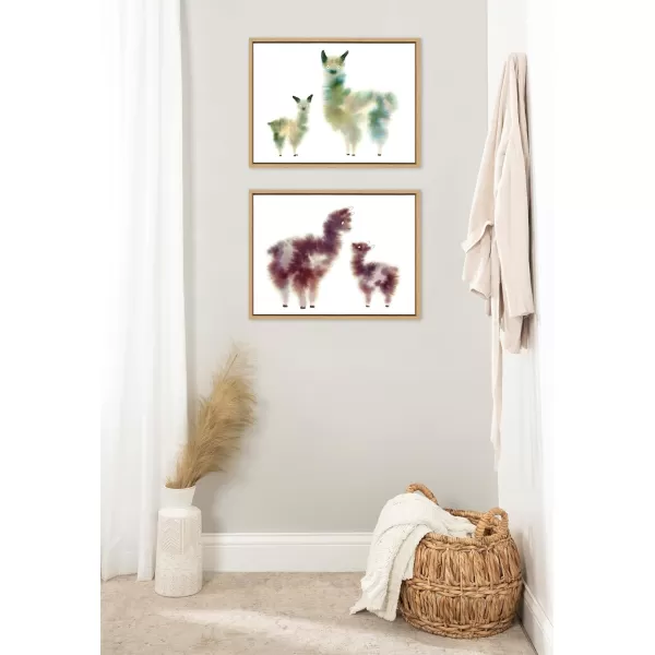 Kate and Laurel Sylvie Alpaca Floofs Framed Canvas Wall Art by Faryn Hughes 18x24 Natural Modern Abstract Animal Art for Wall