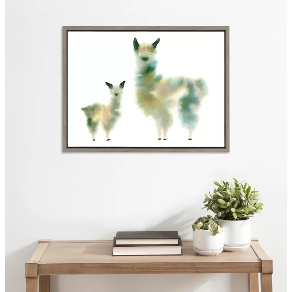 Kate and Laurel Sylvie Alpaca Fluffs Framed Canvas Wall Art by Faryn Hughes 18x24 Gray Modern Abstract Animal Art for WallGray