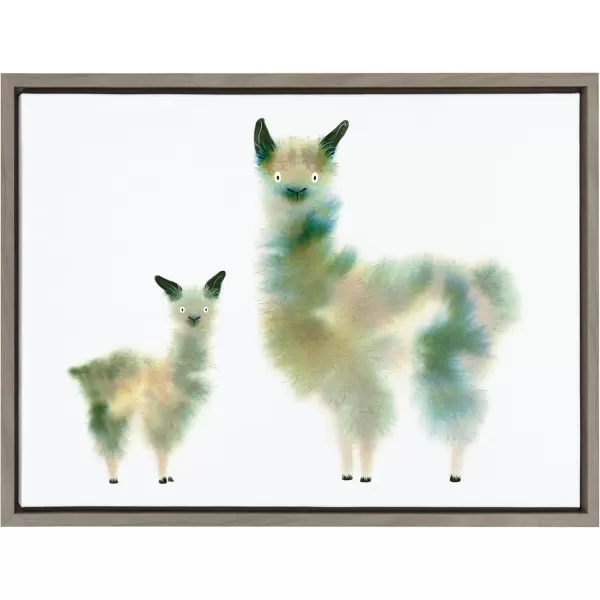 Kate and Laurel Sylvie Alpaca Fluffs Framed Canvas Wall Art by Faryn Hughes 18x24 Gray Modern Abstract Animal Art for WallGray