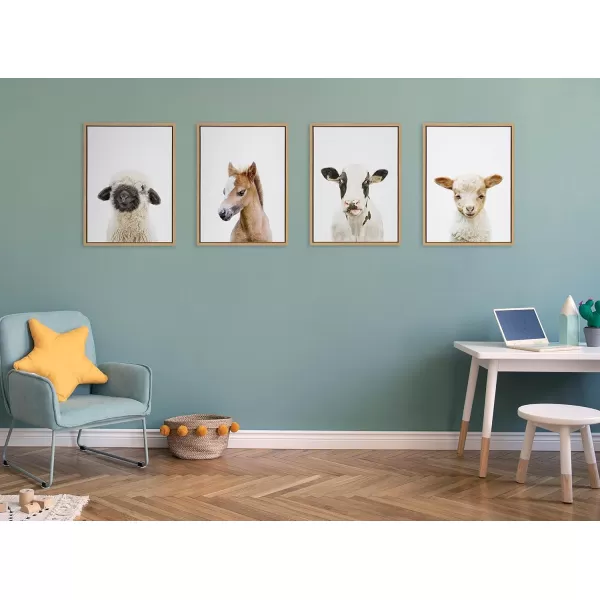 Kate and Laurel Sylvie Animal Studio Baby Horse Framed Canvas Wall Art by Amy Peterson Art Studio 18x24 Natural Modern Pony Portrait Art for WallNatural