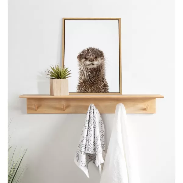 Kate and Laurel Sylvie Animal Studio Otter Framed Canvas Wall Art by Amy Peterson Art Studio 18x24 Natural Modern Animal Portrait Art for WallNatural