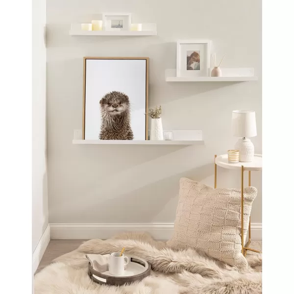 Kate and Laurel Sylvie Animal Studio Otter Framed Canvas Wall Art by Amy Peterson Art Studio 18x24 Natural Modern Animal Portrait Art for WallNatural