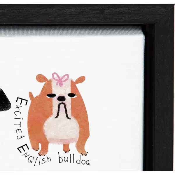 Kate and Laurel Sylvie Dog Alphabet Art Framed Canvas Wall Decor by LIDA Larina 18x24 Black