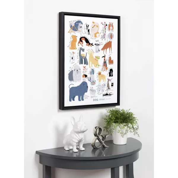 Kate and Laurel Sylvie Dog Alphabet Art Framed Canvas Wall Decor by LIDA Larina 18x24 Black