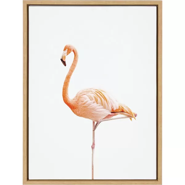 Kate and Laurel Sylvie Flamingo Standing Framed Canvas Wall Art by Amy Peterson Art Studio 18x24 Gray Modern Animal Bird Portrait Art for WallNatural