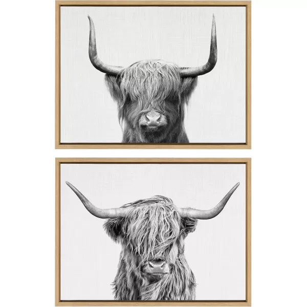 Kate and Laurel Sylvie Highland and Highland Cow 2 Framed Canvas Wall Art Set by Simon Te of Tai Prints 2 Piece Set 18x24 Natural Decorative Animal Wall Art SetNatural