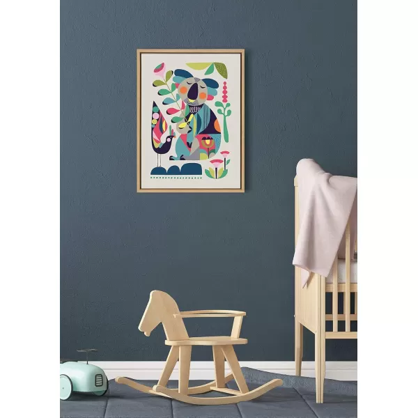 Kate and Laurel Sylvie Mid Century Modern Koala Framed Canvas Wall Art by Rachel Lee of My Dream Wall 18x24 Natural Abstract Colorful Animal Art for WallNatural