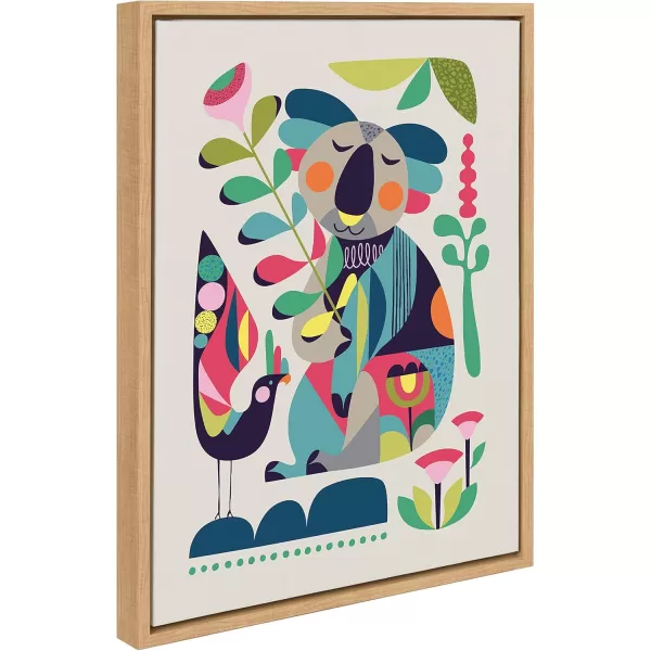 Kate and Laurel Sylvie Mid Century Modern Koala Framed Canvas Wall Art by Rachel Lee of My Dream Wall 18x24 Natural Abstract Colorful Animal Art for WallNatural