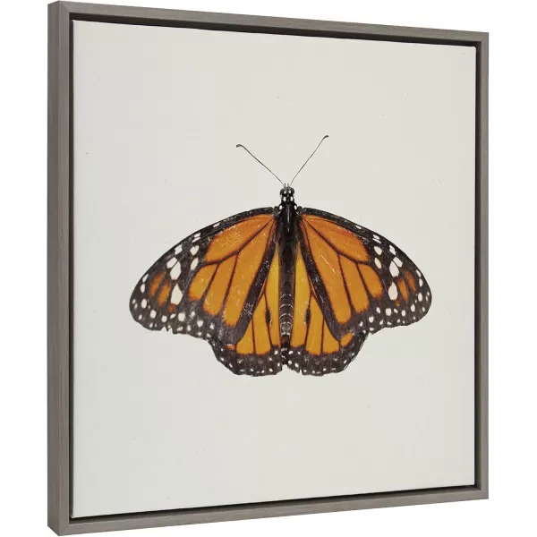 Kate and Laurel Sylvie Monarch Butterfly Framed Linen Textured Canvas Wall Art by Robert Cadloff of Bomobob 22x22 Gray Decorative Nature Art for Wall