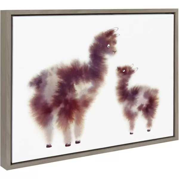 Kate and Laurel Sylvie Alpaca Floofs Framed Canvas Wall Art by Faryn Hughes 18x24 Gray Modern Abstract Animal Art for Wall