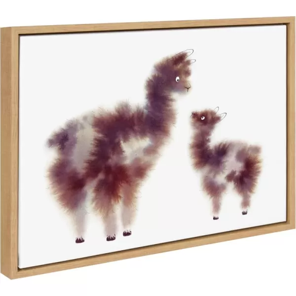 Kate and Laurel Sylvie Alpaca Floofs Framed Canvas Wall Art by Faryn Hughes 18x24 Natural Modern Abstract Animal Art for Wall