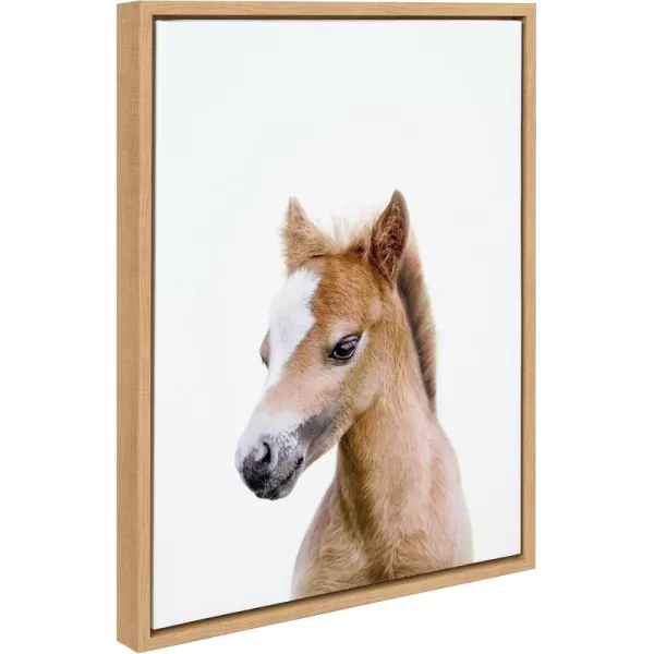 Kate and Laurel Sylvie Animal Studio Baby Horse Framed Canvas Wall Art by Amy Peterson Art Studio 18x24 Natural Modern Pony Portrait Art for WallNatural