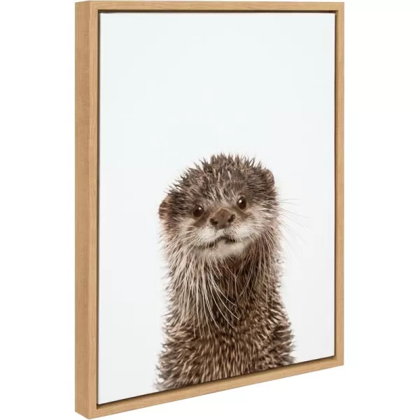 Kate and Laurel Sylvie Animal Studio Otter Framed Canvas Wall Art by Amy Peterson Art Studio 18x24 Natural Modern Animal Portrait Art for WallNatural