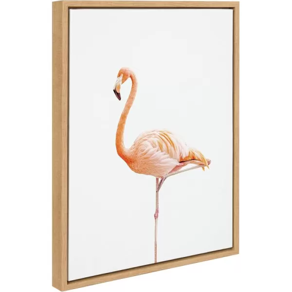 Kate and Laurel Sylvie Flamingo Standing Framed Canvas Wall Art by Amy Peterson Art Studio 18x24 Gray Modern Animal Bird Portrait Art for WallNatural