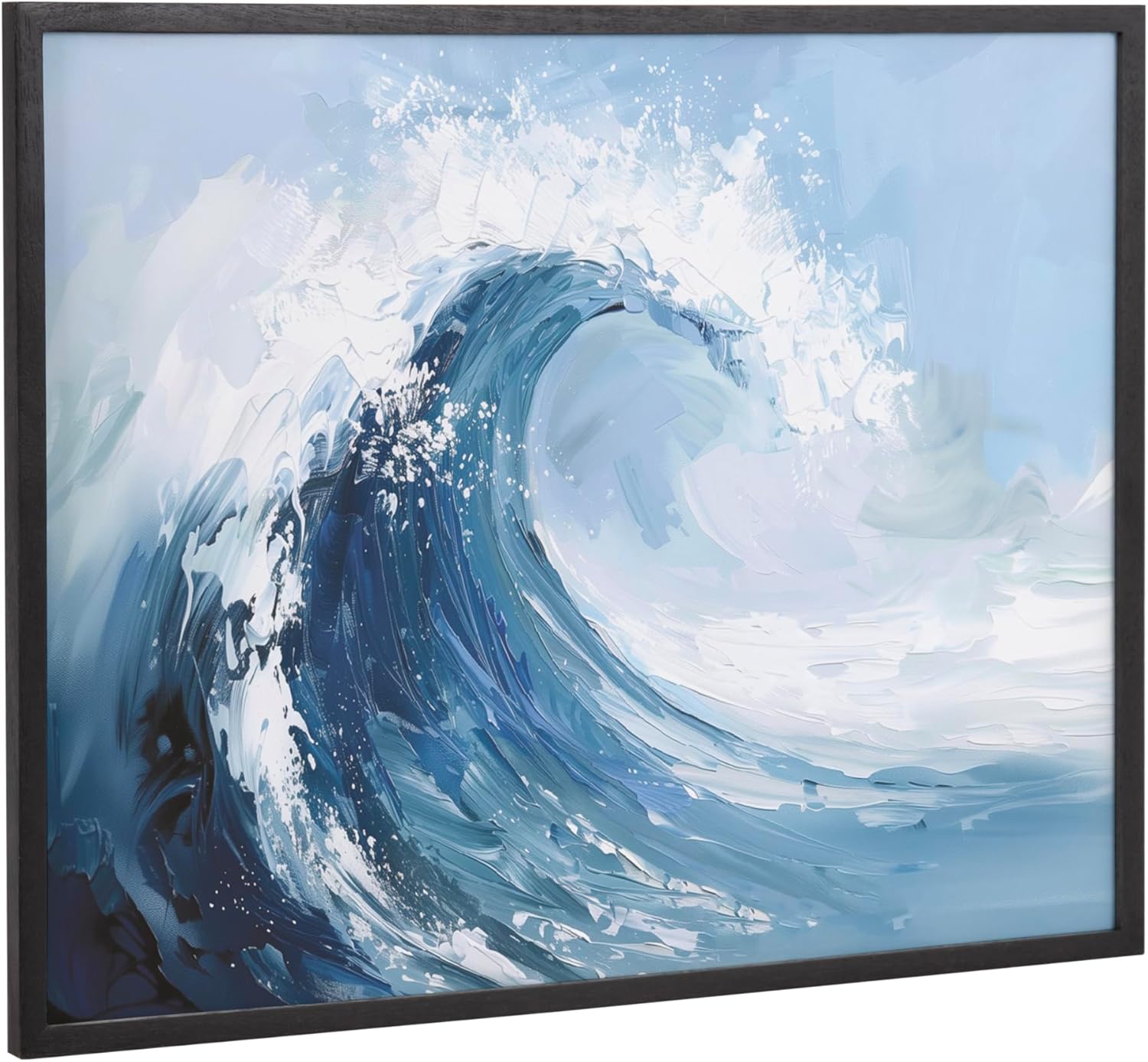 Kate and Laurel Abstract Coastal Blue Coral Framed Wall Art by The Creative Bunch Studio 12x16 Gold Modern Soft Beach Art for WallBlack  Abstract Wave