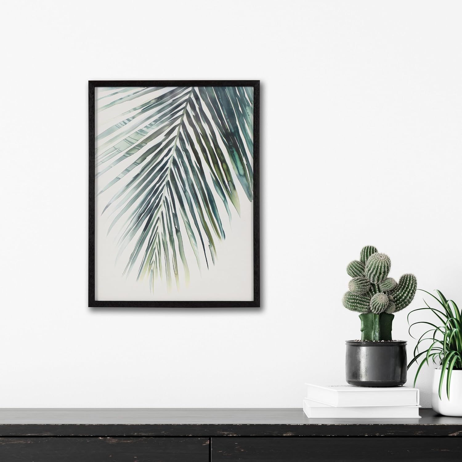 Kate and Laurel Abstract Coastal Blue Coral Framed Wall Art by The Creative Bunch Studio 12x16 Gold Modern Soft Beach Art for WallBlack  Palm