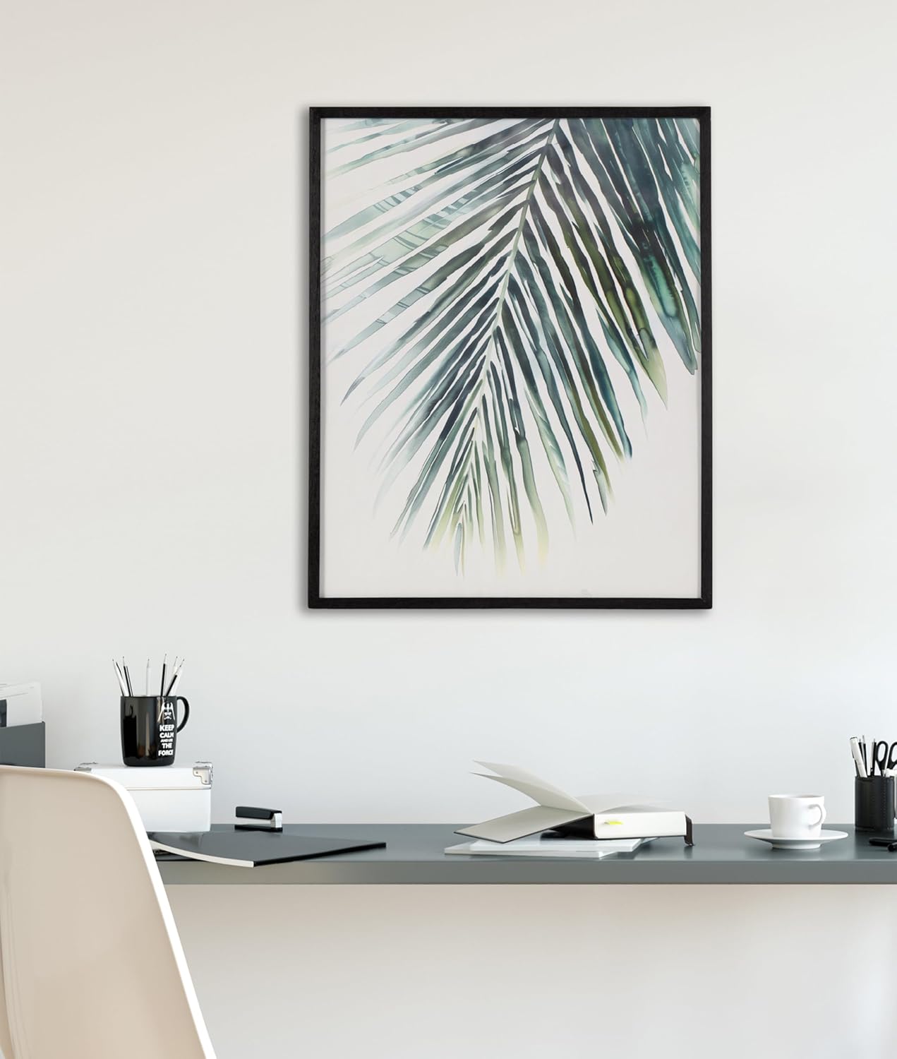 Kate and Laurel Abstract Coastal Blue Coral Framed Wall Art by The Creative Bunch Studio 12x16 Gold Modern Soft Beach Art for WallBlack  Palm