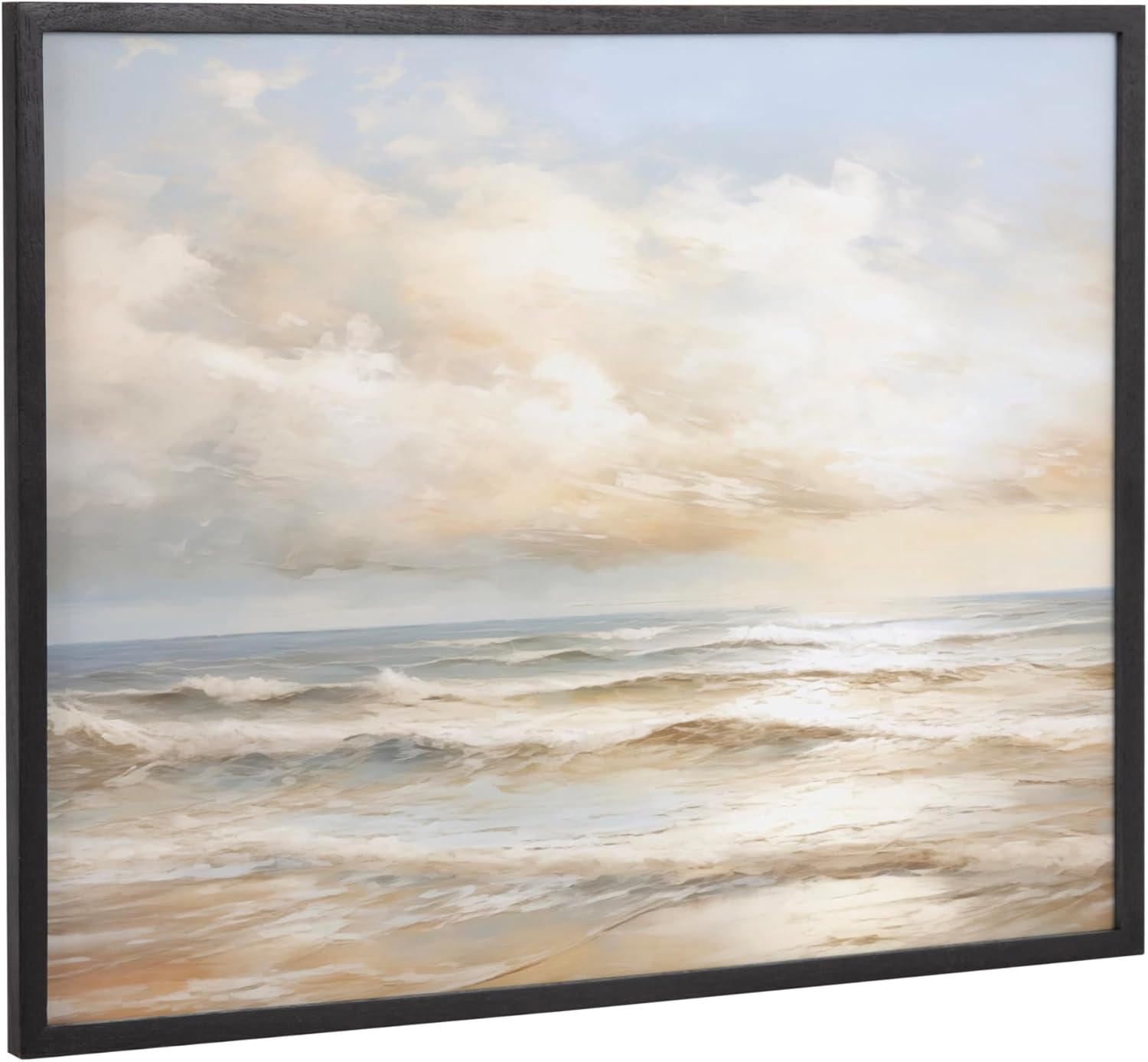 Kate and Laurel Abstract Coastal Blue Coral Framed Wall Art by The Creative Bunch Studio 12x16 Gold Modern Soft Beach Art for WallBlack  Sunset
