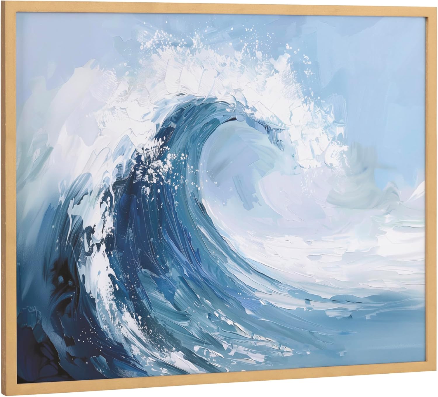 Kate and Laurel Abstract Coastal Blue Coral Framed Wall Art by The Creative Bunch Studio 12x16 Gold Modern Soft Beach Art for WallGold  Abstract Wave
