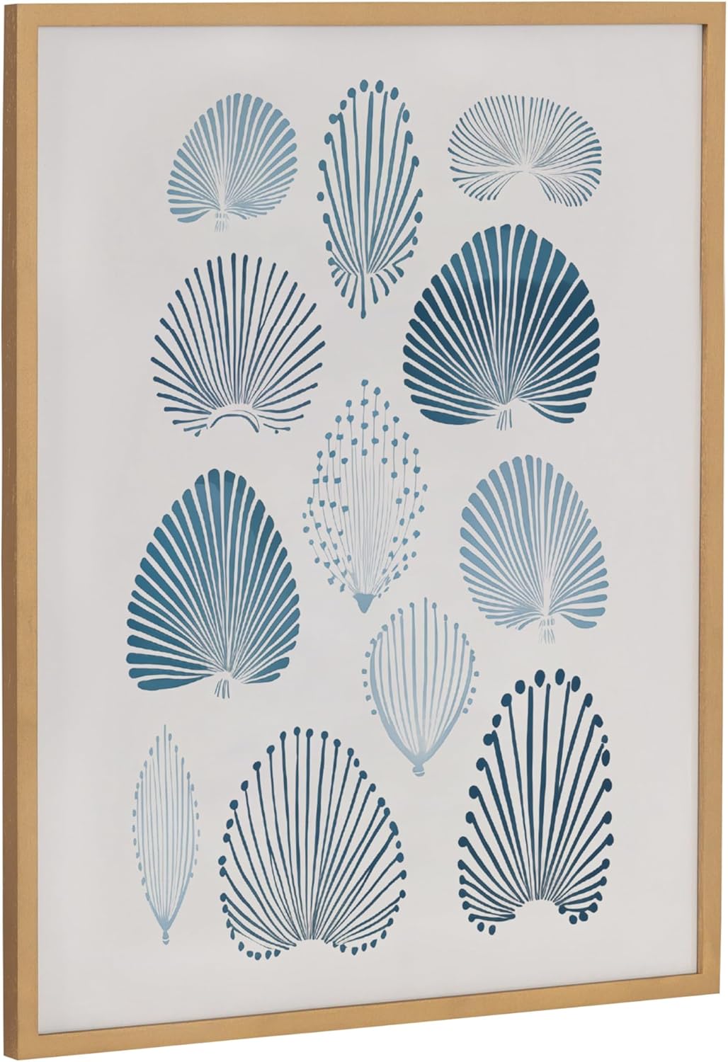 Kate and Laurel Abstract Coastal Blue Coral Framed Wall Art by The Creative Bunch Studio 12x16 Gold Modern Soft Beach Art for WallGold  Blue Coral