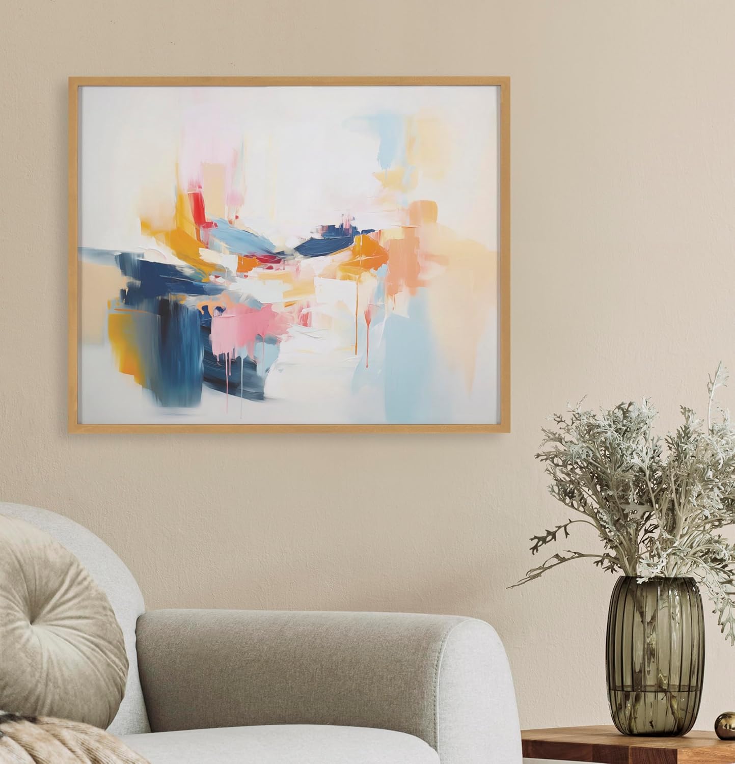 Kate and Laurel Abstract Coastal Blue Coral Framed Wall Art by The Creative Bunch Studio 12x16 Gold Modern Soft Beach Art for WallGold  Elegant Coast