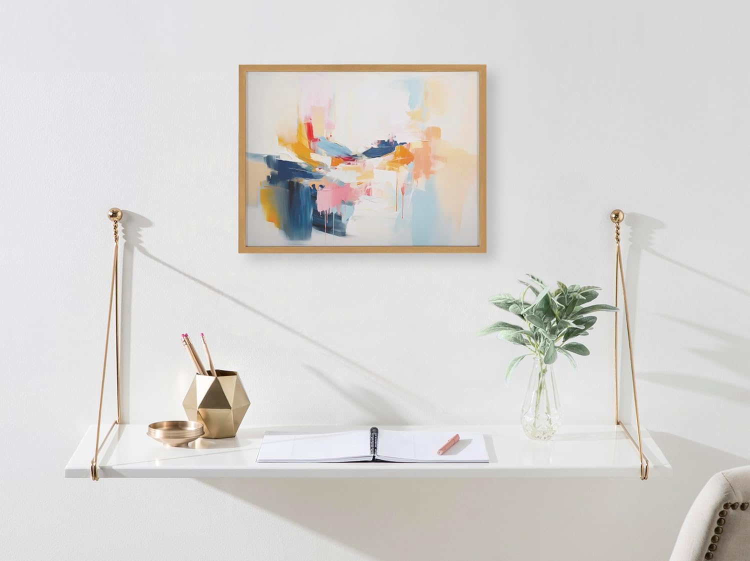 Kate and Laurel Abstract Coastal Blue Coral Framed Wall Art by The Creative Bunch Studio 12x16 Gold Modern Soft Beach Art for WallGold  Elegant Coast