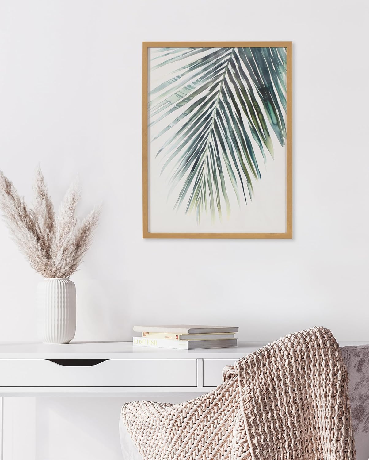 Kate and Laurel Abstract Coastal Blue Coral Framed Wall Art by The Creative Bunch Studio 12x16 Gold Modern Soft Beach Art for WallGold  Palm